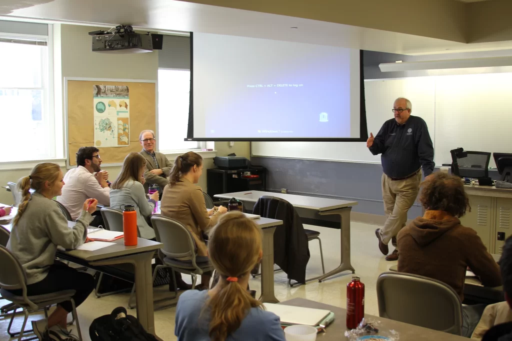 FEMA Administrator Craig Fugate addresses a class at UNC-Chapel Hill. Photo by Josh Kastrinsky.
