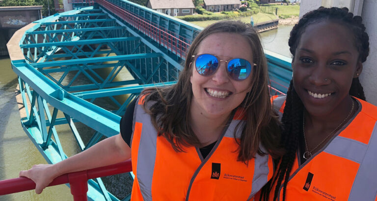 Welch, right, visited the Maeslantkering storm surge barriers, which contains a two-armed flood control system spanning 360 meters (1,180 feet) across. Photo submitted.
