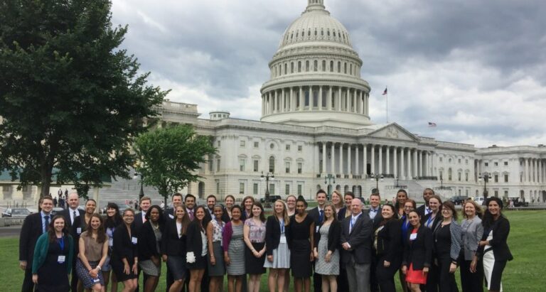The 2018 AMS Summer Policy Colloquium participants prepare to meet with Congressional staff members.