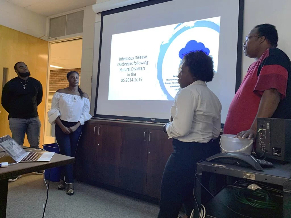 Johnson C. Smith students presented information on their research projects during a day-long exchange at North Carolina State University. Photo submitted.