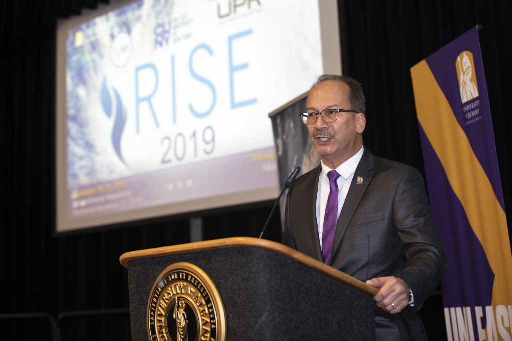 Havidán Rodríguez, President, University at Albany, State University of New York, speaks during the RISE Conference. Photo by University of Albany.