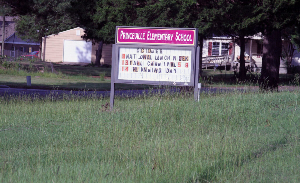 An elementary school in Princeville, N.C., was shuttered after Hurricane Matthew in October 2016 and reopened only in 2019. Photo by Josh Kastrinsky