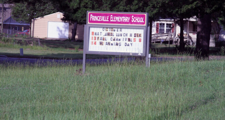 An elementary school in Princeville, N.C., was shuttered after Hurricane Matthew in October 2016 and reopened only in 2019. Photo by Josh Kastrinsky