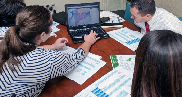 Nashua, N.H., staff and community members deliberating during a Plan Integration for Resilience Scorecard™ (PIRS™) workshop session, held as part of a Resilient Nashua Initiative Stakeholder Meeting at City Hall Auditorium. Photo submitted.