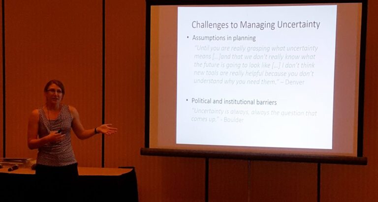 Woodruff presents on her research at the Carolinas Climate Resilience Conference in September.